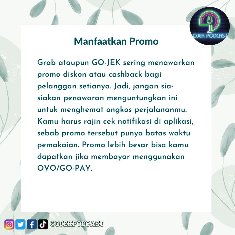 OjekPodcast's tweet photo. Itu dia tips untung menggunakan ojek online yang wajib milenial ketahui.

OH IYA, OJEK PODCAST UDAH UPLOAD VIDEO BARU LHO!! Yuk klik link di bio!
Buat temen temen komunitas yang mau hadir atau yang mau bercerita di channel kami, silakan hubungi 083894950635
#funfacts #fakta #ojek https://t.co/7jDeUjrTs6