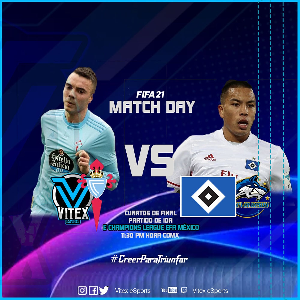 VITEXeSports's tweet photo. ¡ Dia de Partido !

Cuartos de final IDA en la eChampións League los chicos del balón se enfrentan a un rival complicado para seguir en la pelea del titulo

VS @EvolucionFC
🕛 11:30 PM

#VitexeSports #CreerParaTriunfar https://t.co/aCAUNsjqIt