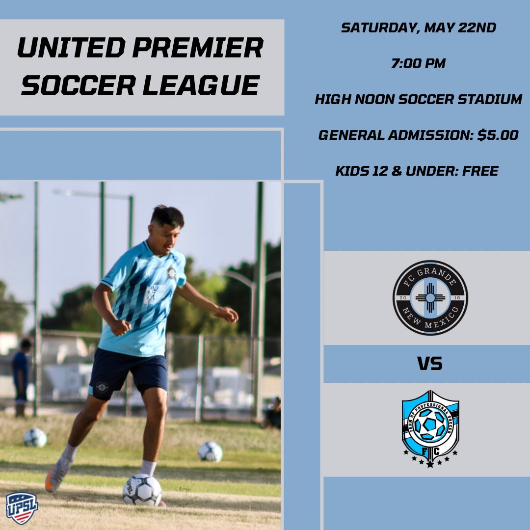 Come join us this Saturday night as the lads play against FPS FC ⚽️ #FCGrande #UPSL #SaturdayNightLights