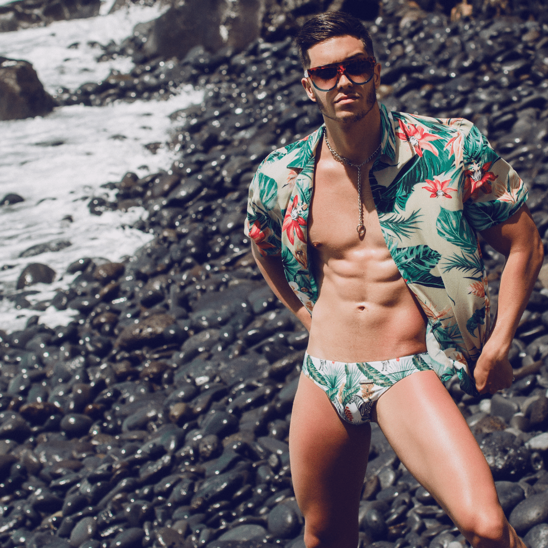 MaleBasics's tweet photo. The new collection of Oceanico swimwear is full of sexy prints! How about these tropical-zebras for a hot day in the sun!

#swimsuit #maleswimmer #maleswimingtrunk #speedo #swim #male #Oceanico #sumer2021 #vacation #beachlife https://t.co/7zLoqKpW8n