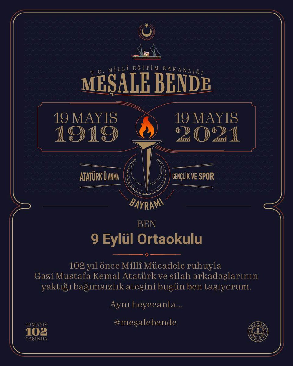 19 Mayıs Atatürk’ü Anma Gençlik ve Spor Bayramımız Kutlu olsun.🇹🇷 #mesalebende