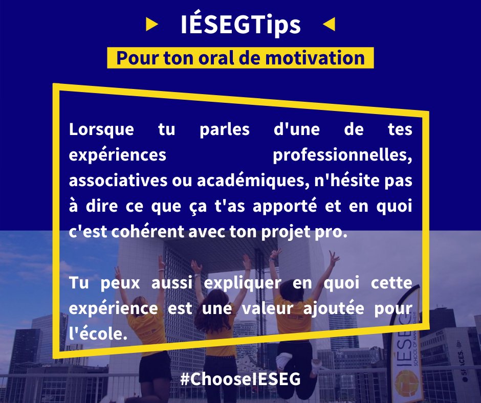 CandidatsIeseg's tweet photo. Troisième #IESEGTips de la semaine !
#ChooseIESEG https://t.co/F5XejxPskH