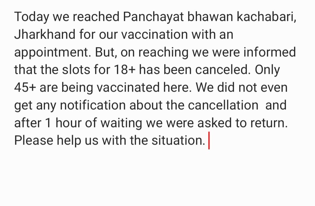 IpsitaChakraba2's tweet photo. @HemantSorenJMM @DC_Ranchi
We were denied the vaccine after reaching the vaccination center. Please read the elaboration below. Help us. https://t.co/3o89jr8uIR