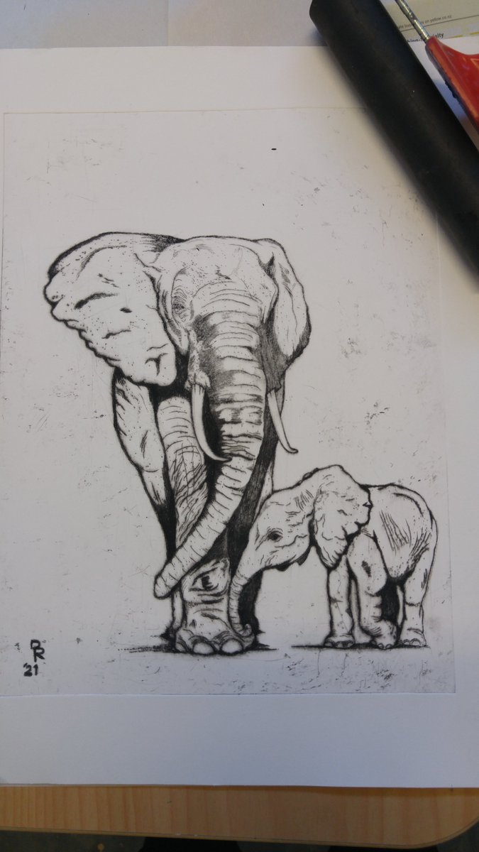 danrossartist's tweet photo. Printed my elephant dry point plate π
#art #printmaking #drypointprintmaking #drypoint #intaglio #animals #elephants #engraving #animalart #danrossartist #fun #teaching #artworkshop https://t.co/wHweGzmvKY