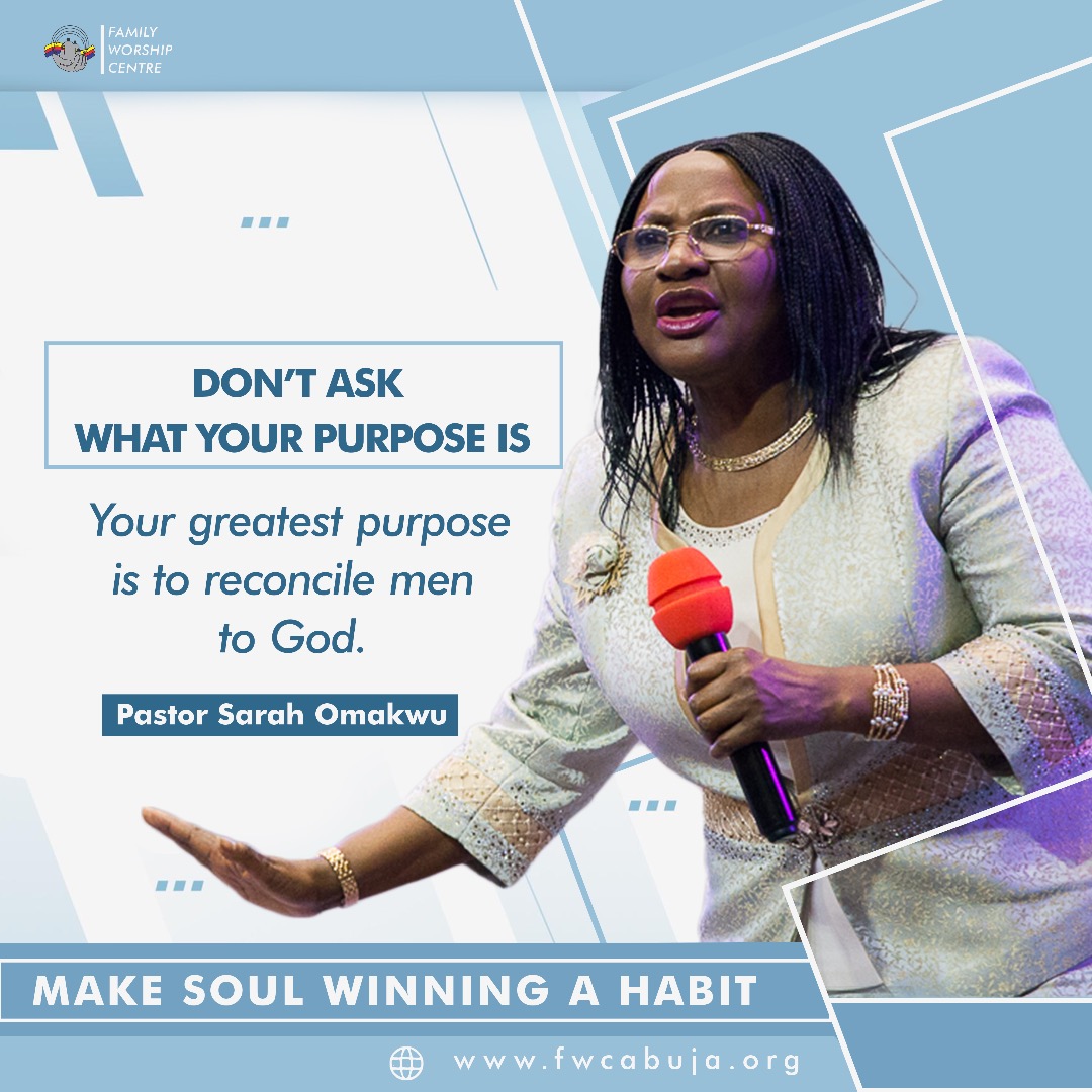 FWCAbuja's tweet photo. Your greatest assignment here on earth is to reconcile men to God. Make Soul Winning a habit.

Be deliberate about telling someone about Jesus everyday.

#FoundJesus #LovingGodonpurpose
#Quote #WednesdayMotivation https://t.co/kvl5nMMwfM