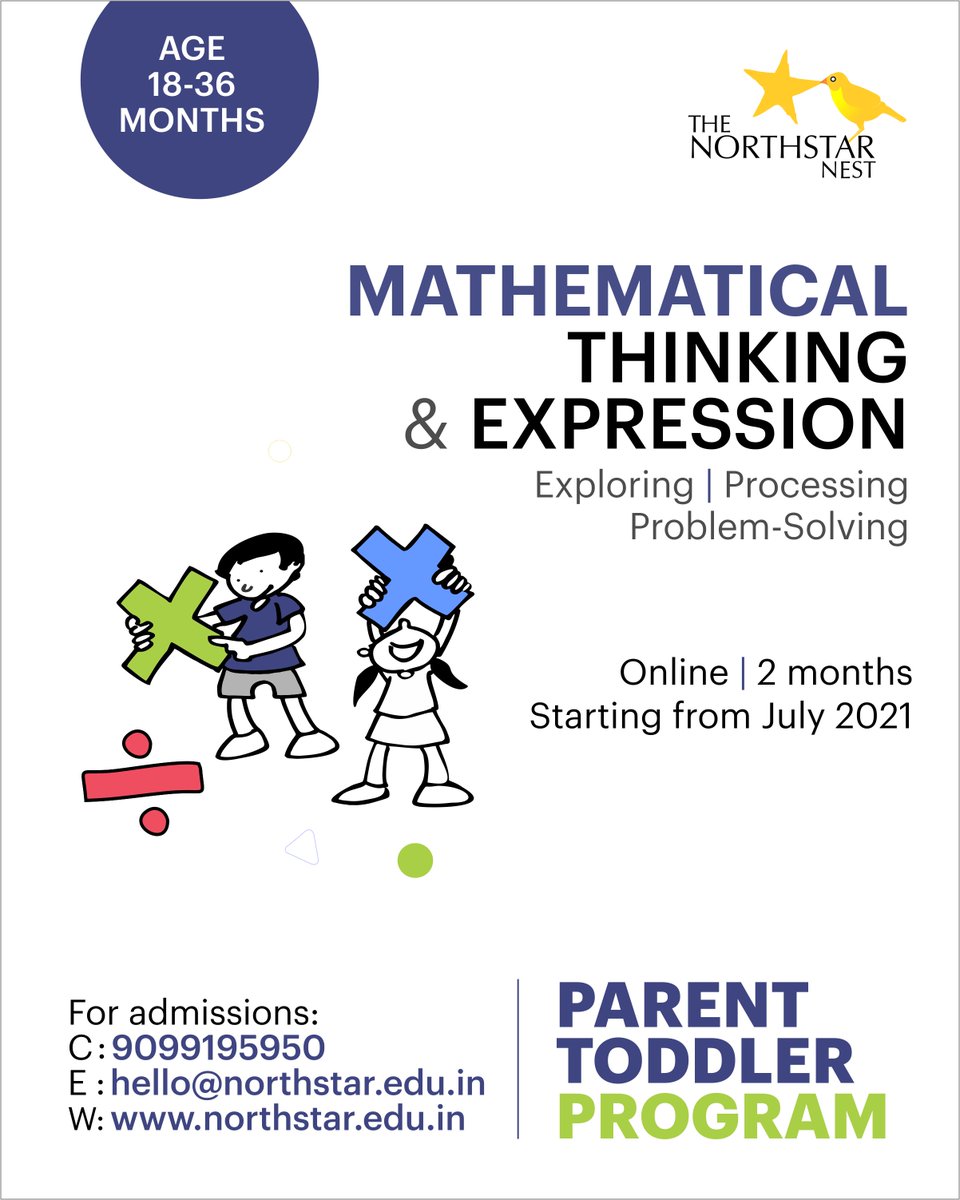 northstarindia's tweet photo. #Maths is everywhere. Toddlers have an innate capacity to learn numbers. Have you ever noticed that in your child? #ParentToddlerProgram at #Northstar focuses on making real life connections with numbers for children to understand.
https://t.co/L7O8zmrXB8 or Call: 9099195950 https://t.co/9NhjgBqZY3