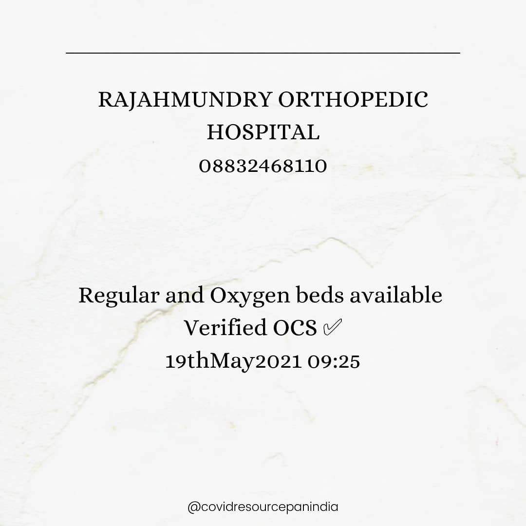 79_hands's tweet photo. Beds availability in RAJAHMUNDRY
19/05/2021
@SahrudayF @Hanumavihari https://t.co/IATEYWv6Lc