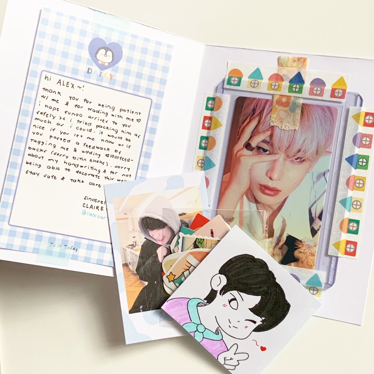 odetojeonz's tweet photo. sunoo arrived safely (*˙˘˙)♡ thank u so much for trading with me @1001cart !!! 💌
the freebies are super cute too!!! i luv them so muchhh :< #1001feedbacks https://t.co/DoXOo0p4SE