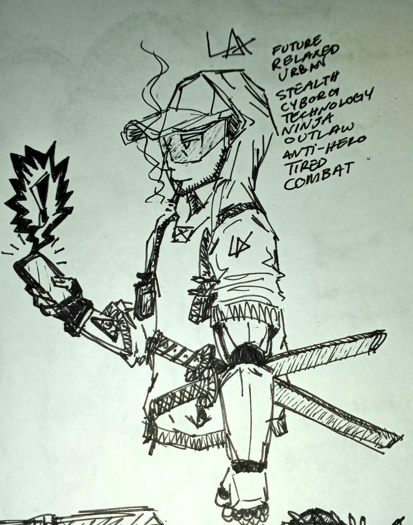 RiiiCON_cryptic's tweet photo. Everybody's asleep, looks like its the perfect time to post art. 
.
.
Here's one of my new #OCs , Lax.
.
Idk what im planning on doin with them yet.. but I was doodling and loved where I finished.. 
.
took down some keywords, named him, and branded his shoulder w an emblem. https://t.co/bwBQTnn8x7
