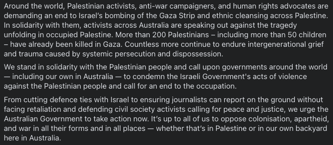 colourcodeorgau's tweet image. We stand in solidarity with the Palestinian people and calls upon governments around the world — including our own — to condemn the Israeli government's acts of violence against the Palestinian people and call for an end to the occupation.