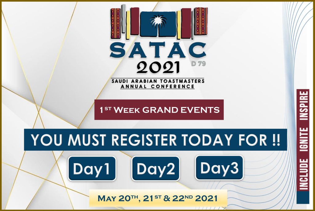 To receive the meeting ID and password for SATAC 2021, DAY 1, DAY 2 &amp; DAY 3 events please CLICK the links 

*Day 1 Registration*
zoom.us/meeting/regist… 
 
*Day 2 Registration*
zoom.us/meeting/regist…
 
*Day 3 Registration*
zoom.us/meeting/regist…