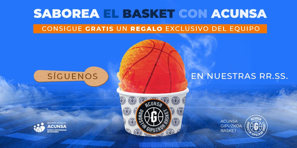 Saborea el #Basket con ACUNSA vuelve con REGALOS para todos ¡Y podrás conseguirlos SIN SORTEO! 🎊
¿Qué has de hacer?
📲 Sigue a ACUNSA y al @gipuzkoabasket en FB, TW e IG y 👉Presta atención a los post porque, ser primeros, garantizará premio seguro ‼
#SomosGBC #GuGipuzkoaGBC