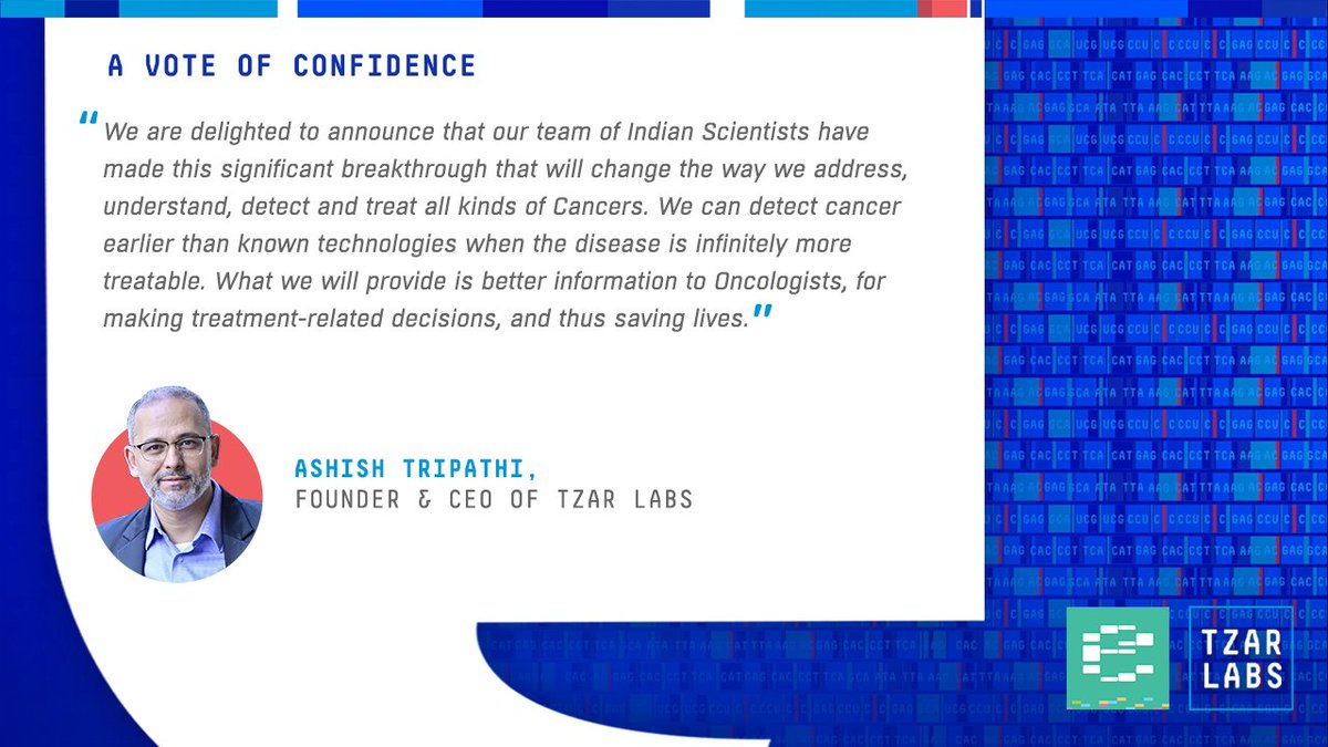 Here's what <a href="/tripathi_ash18/">Ashish Tripathi</a>, Founder and CEO of Tzar Labs, has to say about our early cancer detection breakthrough.
Click here to learn more: 
bit.ly/MintCancerDete…
bit.ly/Pan-CancerDiag…
bit.ly/Indian-LedCanc…
bit.ly/Early-Detectio…

#CancerDetection #Biotechnology
