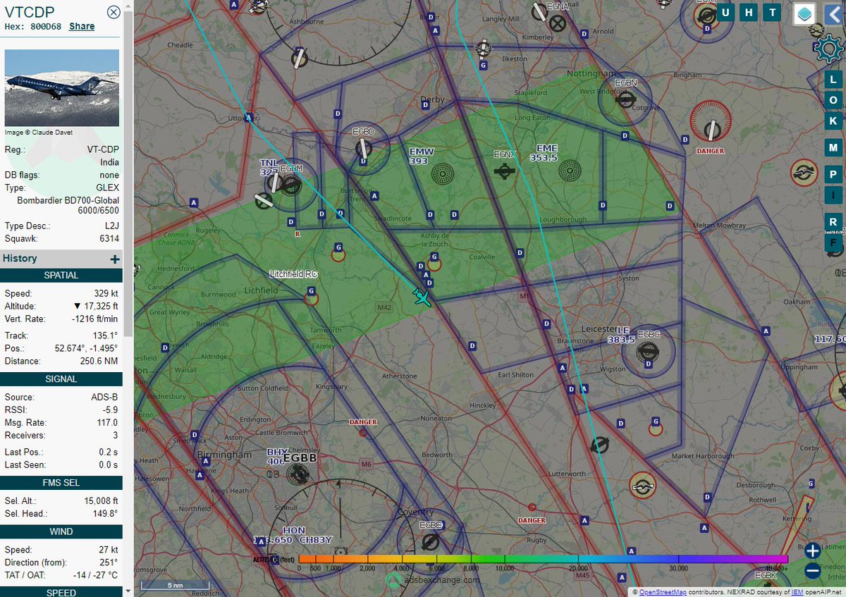 Radar_Assistant's tweet image. MULTI ADSBX MANOEUVRING ALERT : At time Wed May 19 12:10:35 2021 #VTCDP    was likely to be manoeuvring at FL190 4nm from WTN Warton_NDB_GB
 near Coniston Avenue, Cadley, Plungington, Preston, Lan #AvGeek #ADSB globe.adsbexchange.com/?icao=800D68&amp;amp;z…