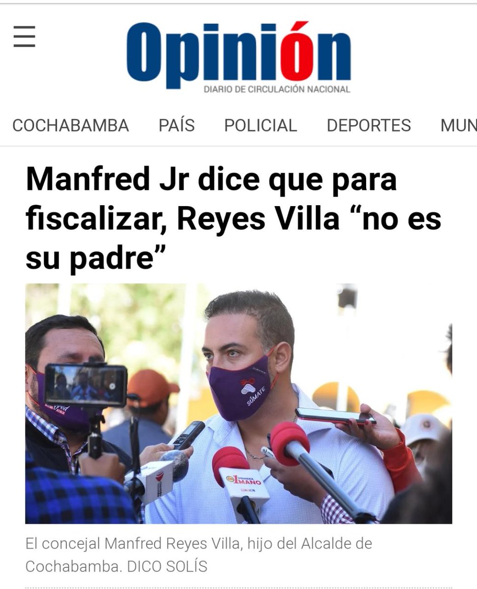 HctorArceRodrg1's tweet photo. Emplazo al concejal #ManfredReyesVilla  y a la esposa del gobernador de La Paz #SantosQuispe a un debate sobre el trabajo de fiscalización que realizarán a su padre y esposo.
"Estoy recibiendo amenazas pero no nos van amedrentar seguiremos haciendo nuestro trabajo" https://t.co/Xfd0b9zen0