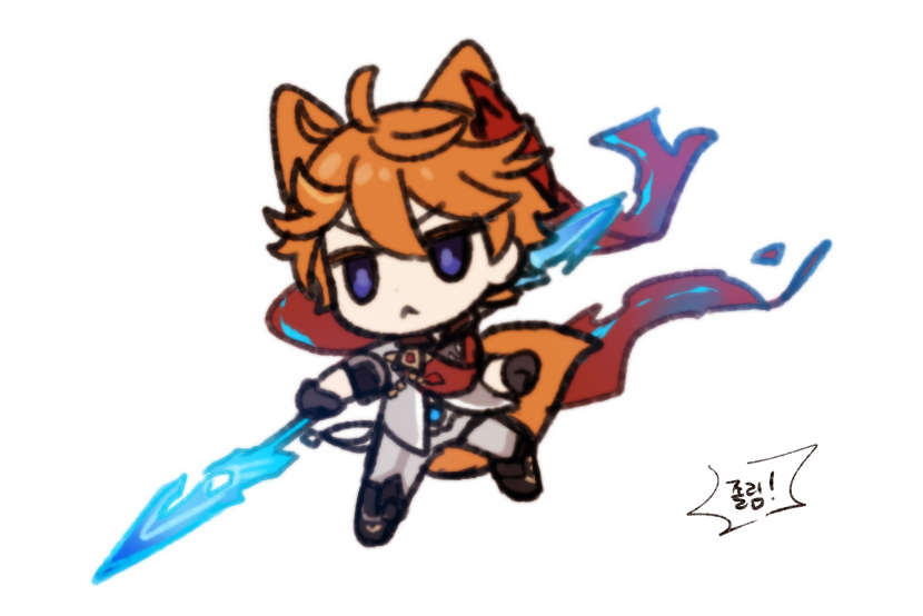 tartaglia (genshin impact) solo simple background tail white background orange hair 1boy fox tail  illustration images