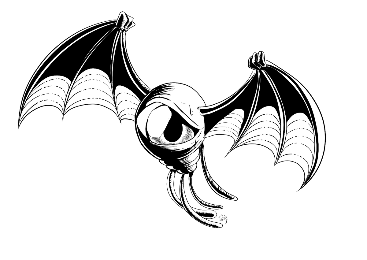 TheD4rk1ord's tweet photo. Eye Bat from Yu Yu Hakusho. Ink style inspired by @strawcomics creature from the hands of Togashi. #eyebat #yuyuhakusho #fanart #Monsters #art #ink #creatures #bat #bataneye #blinky #togashi https://t.co/5BTp6dEDVY