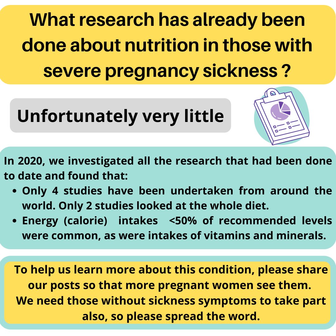 What research has already been done into nutritional intake in women with severe pregnancy sickness? 

🔸 Unfortunately, very little! 
🔹 This is why our research is SO important 

Follow the link in our bio to learn more about our research ⬆️⬆️⬆️