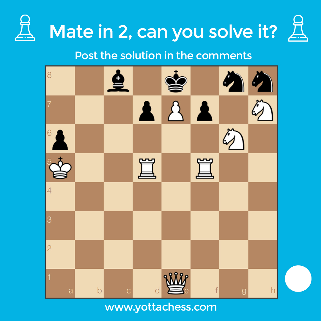 yottachess on X: Mate in 2, can you solve it❓ Share the solution and follow  us ♟️ Do you want to stop lossing chess games⁉️ 1.   >11M chess games 🆓 2.