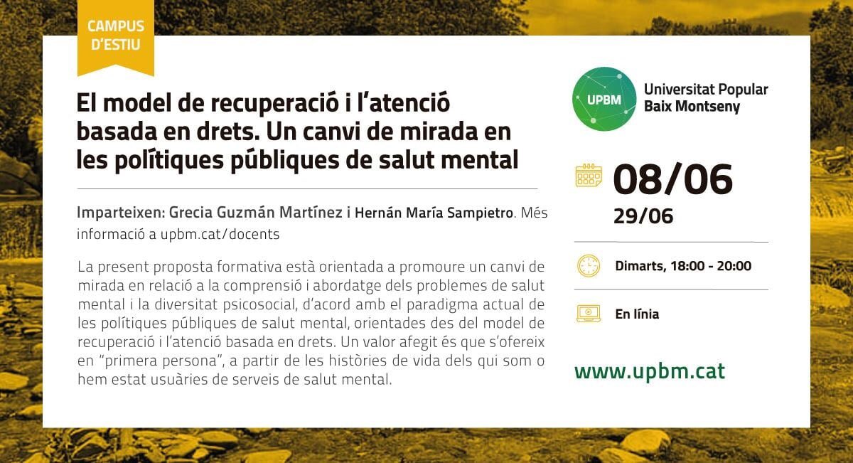 UPBaixMontseny's tweet photo. Vols saber més sobre la Salut Mental? 

👉Què suposa tenir un problema de salut mental? | @ActivaMent https://t.co/q0K0Mqb51h 
👉 Salud Mental | PortalCLÍNIC
https://t.co/5HFs128CbR

📆A què esperes per apuntar-te: https://t.co/VpvCT4Bskp #UPBM #salutmental #educaciopopular https://t.co/td0EAj5NsN