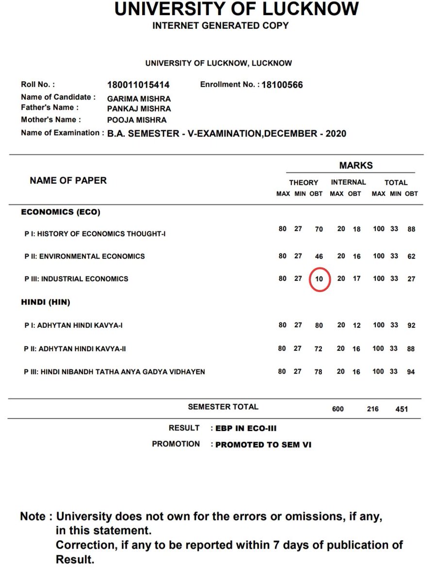 ShyamJee2408's tweet photo. @CoELU4 BA 5th sem result.
More than 25students have got BACK in Industrial Economics(though strength was also not much of students)
We believe paper didn't went that wrong that we got back. Mxmm students have received 10-14marks which is showing some issue with checking process. https://t.co/GK0e1UmWbK