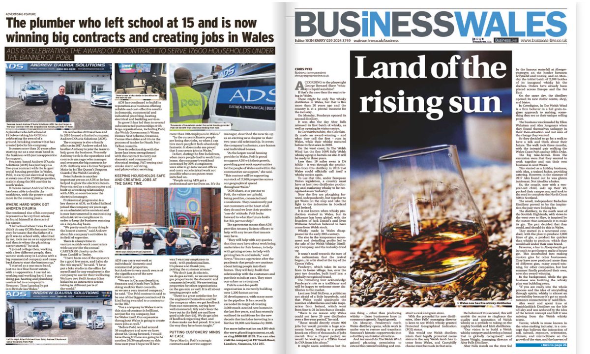 ADS_Limited1's tweet photo. Another day, another publication ADS have featured in, so grateful for the support Western Mail Newspaper. We are so pleased to be in partnership with a fantastic organisation @poblgroup
Grab yourself a copy to read our story.
#poblgroup #workingtogethertomakeadifference #ADS https://t.co/3uw9pZ2DwB