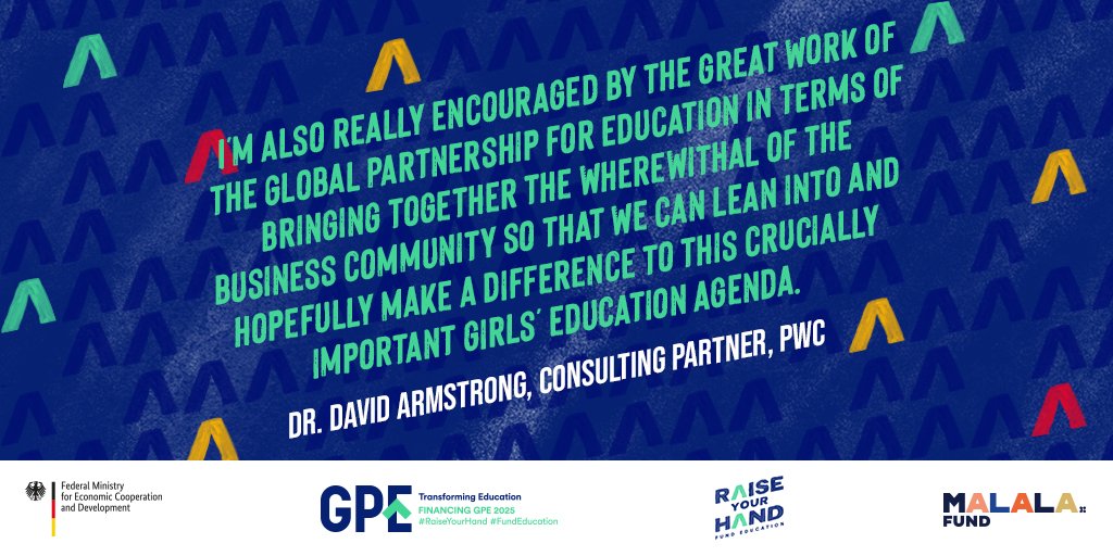 GPforEducation's tweet photo. GPE aims to improve equitable access to education, better learning outcomes and support more efficient education systems in partnership with the business community.
@PwC_UK @PwC_InterDev @davidmarmstron2
#RaiseYourHand #SupportHerEducation https://t.co/VmIxmhTptK
