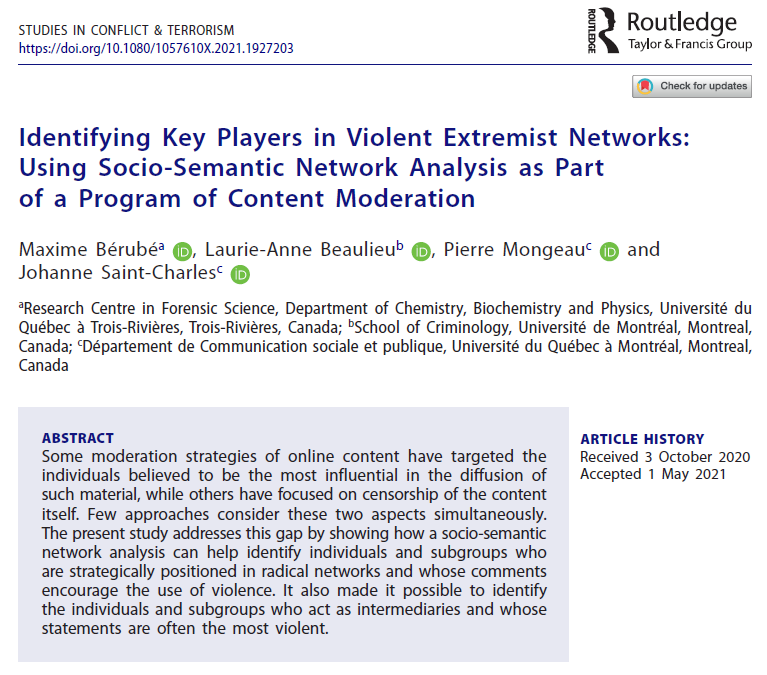 Max_B3rube's tweet photo. Online now / En ligne : Identifying Key Players in Violent Extremist Networks: Using Socio-Semantic Network Analysis as Part of a Program of Content Moderation: https://t.co/BeUfh1Y9xx https://t.co/KJnPCXf27g