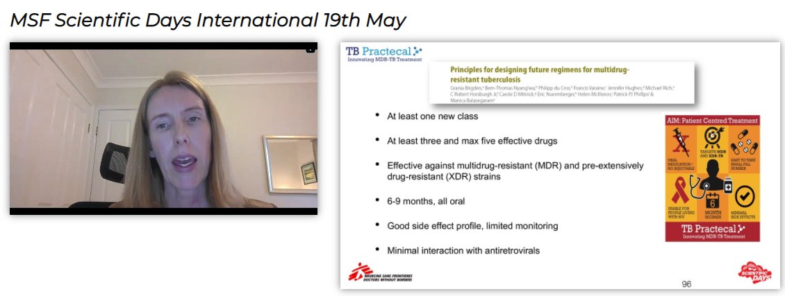 JaneG_epi's tweet photo. #MSFsci @catherineeberry on Early termination of randomisation into TB-#PRACTECAL, an RCT study examining novel six month, all-oral regimens for treatment of drug-resistant tuberculosis that arose from a vision for much better DR-TB treatment. https://t.co/1N0C1IDGTL