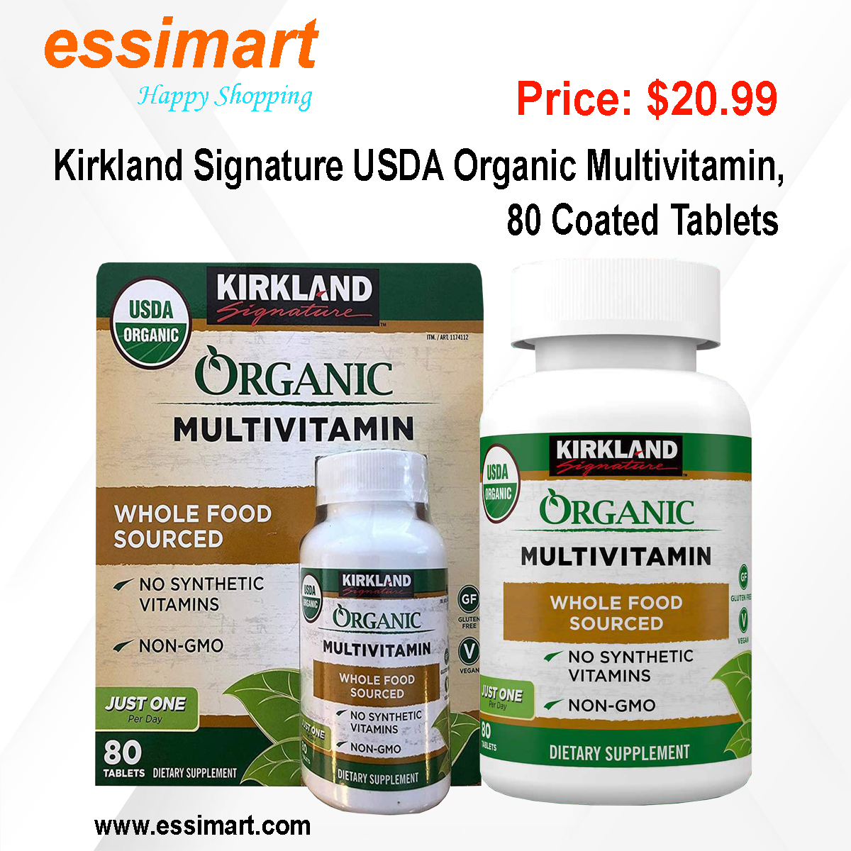 essimart's tweet image. Kirkland Signature USDA Organic Multivitamin, 80 Coated Tablets
Price: $20.99
Details: essimart.com
Features:
USDA Certified Organic
Whole Food Sourced
No Synthetic Vitamins
Non-GMO Project Verified
Gluten-Free, No Artificial Colors, Flavors, or Preservatives