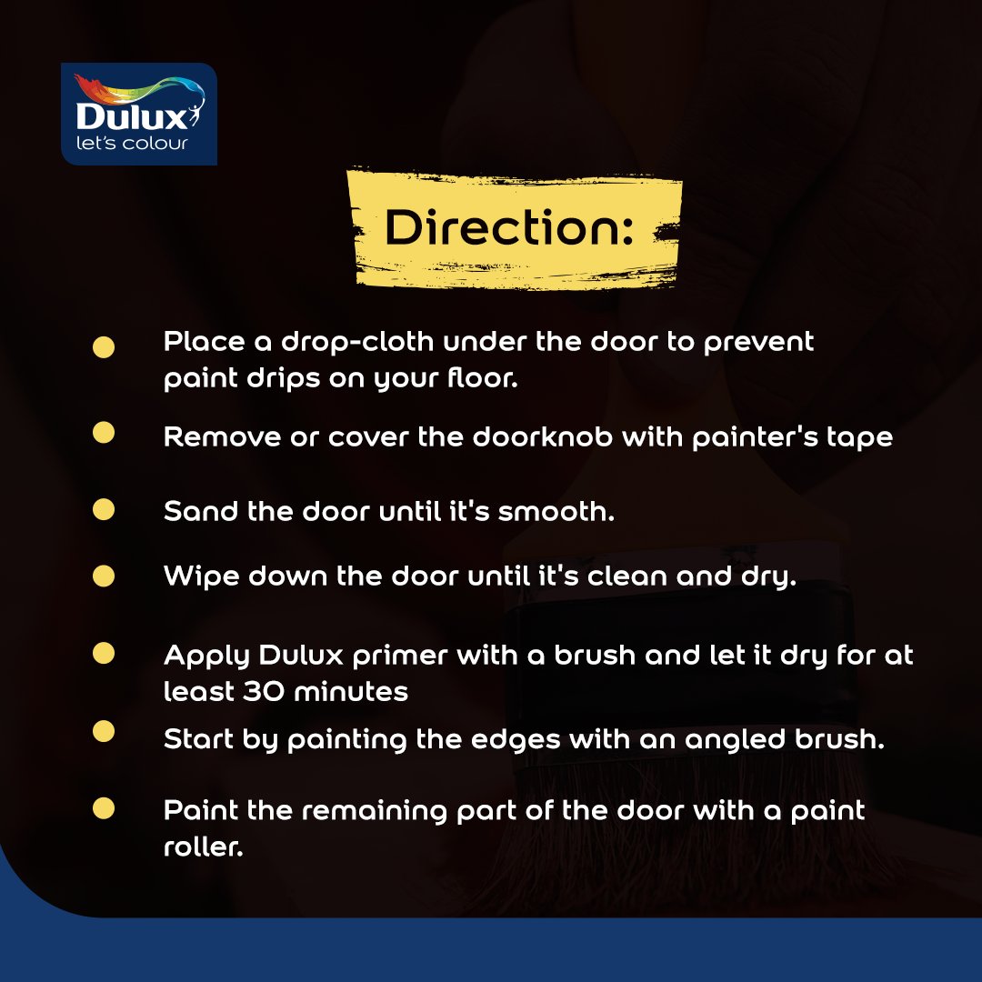 Don’t overlook the effect of a fine door in your home.  You can spruce the house up by changing up the colours or retouching the paint on your doors once in a while.  Either way, here’s an easy way to paint your door. RT if the directions are helpful. #LetsColour