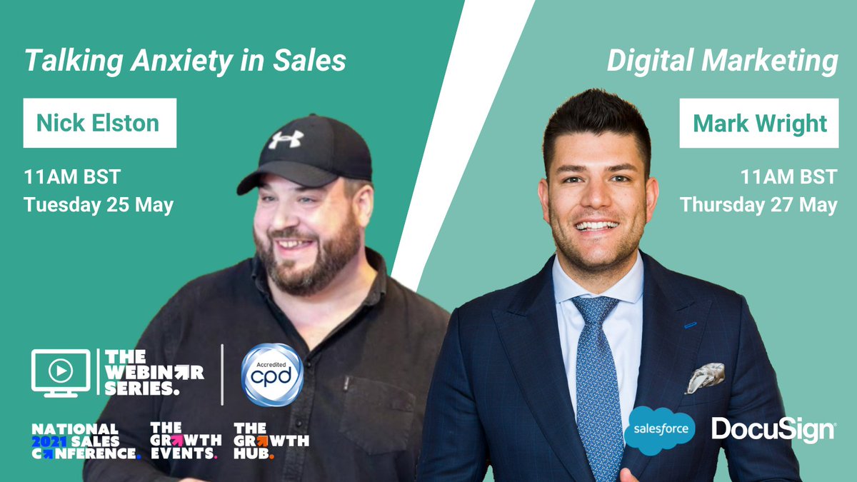 📣 Then there were TWO!

We have 2️⃣ webinars left of this series, next week we will be joined by Nick Elston, talking anxiety in sales &amp; Mark Wright, The Apprentice winner, discussing Digital Marketing!

Register 👉 thegrowthhub.me/webinars

#webinars #professionaldevelopment