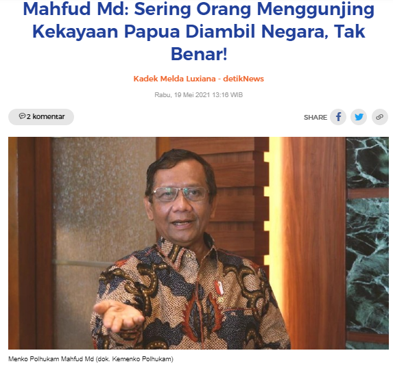 Ucapan anda <a href="/mohmahfudmd/">Mahfud MD</a>
kan buat MARAH BESAR warga Papua

Kalau maksudmu "Kekayaan Papua tidak diambil Negara" SELAMA Pemerintahan <a href="/jokowi/">Joko Widodo</a>
mungkin dimaklumi

So,
Mohon dicabut/diralat🙏

BAGAIMANA SOAL GUBERNUR lukas e. BERJUDI DI SINGAPURA?

<a href="/DivHumas_Polri/">Humas Polri</a> <a href="/KejaksaanRI/">Kejaksaan RI</a> <a href="/KPK_RI/">KPK</a>