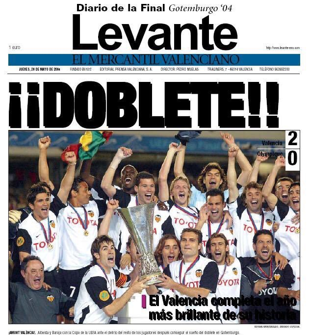 ciberchenet's tweet photo. Tal día como hoy hace 17 años el Valencia CF conquistó su tercera Copa de la UEFA tras derrotar en la final al Olympique de Marsella por 2-0, con goles de Vicente y Mista. El equipo lograba de esta forma un histórico doblete. https://t.co/UFA4tutEcC
