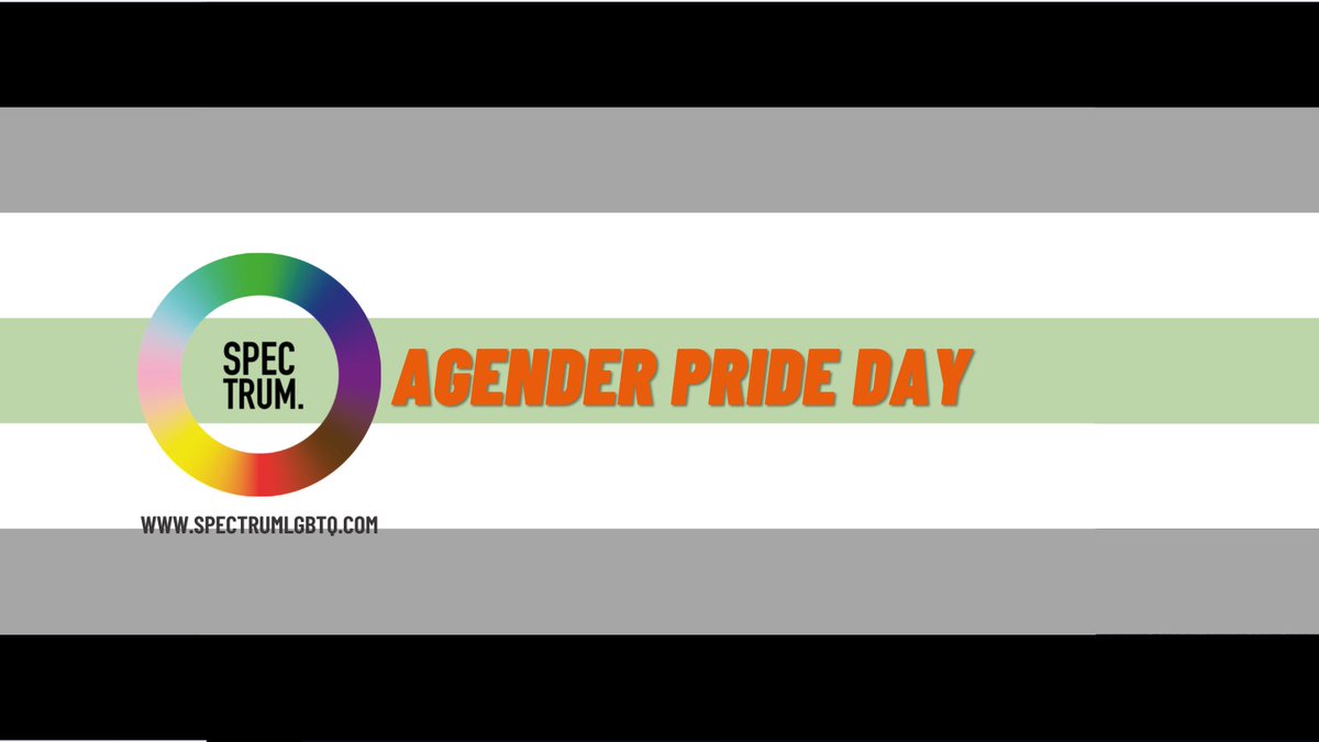 LGBTQSpectrum's tweet photo. Happy #AgenderPrideDay! One to celebrate our LGBTQ+ community members who don’t identify as a single type of gender. #Solidarity

#Agender
#AgenderPride
#NonBinary
#Genderblank 
#Genderfree 
#Genderless 
#Gendervoid 
#NonGendered
#Ungendered 
#NullGender https://t.co/KyeTSrKtMb