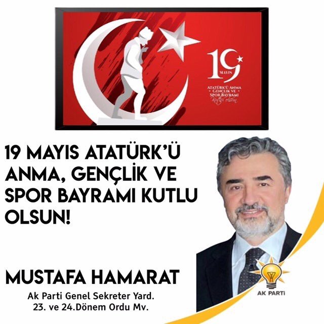 Bir gazi torunu olarak tüm gençlerimizin #19Mayıs Atatürk'ü Anma, Gençlik ve Spor Bayramı’nı kutluyor, bu vesileyle Gazi Mustafa Kemal Atatürk ve Kurtuluş Savaşımızın tüm mücahitlerini rahmetle anıyor, Türkiye’nin yükselmesine ilham kaynağı olmasını temenni ediyorum. #19Mayis1919