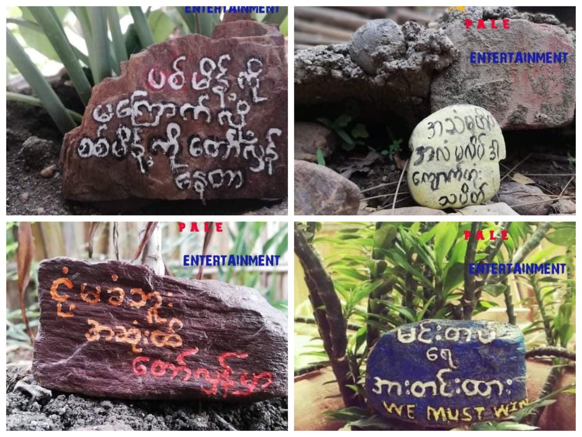 thainmwe's tweet photo. Young people from Pale Township, Sagaing, staged a "stone strike" in support of Mindat against the military dictatorship on May 19.
#WhatsHappeningInMyanmar #MilkTeaAlliance #May19Coup https://t.co/KoLowFI2ca