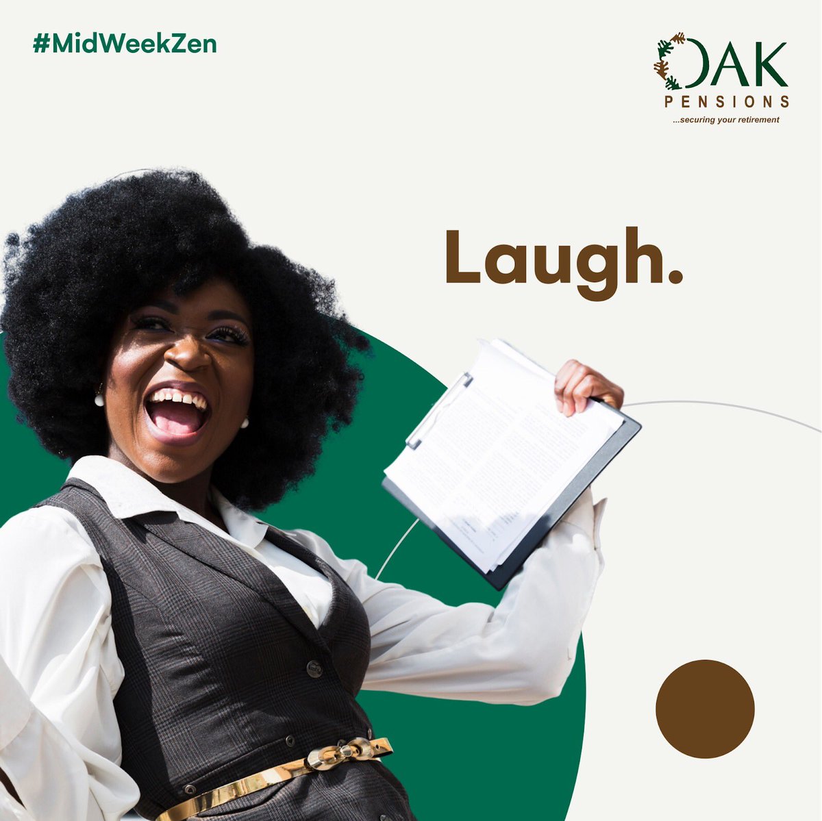 oakpensionsltd's tweet photo. Laughter draws people together in ways that trigger healthy physical and emotional changes in the body.
It also strengthens the immune system, boosts mood, diminishes pain, and protects you from the damaging effects of stress.
#MidWeekZen #OakPensions #ReadyToServe #WeMove https://t.co/2c0ShvEh2q