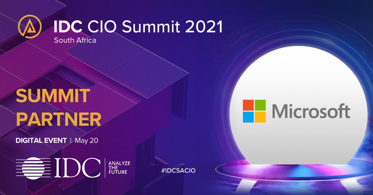 Vineshia's tweet image. Leverage insights from respected industry leaders such as our Summit Partner @Microsoft  at the #IDCSACIO Summit tomorrow.
To participate, follow this link: lnkd.in/dHeynTn
@IDCMEA @IDC_SSA 
 #southafrica #technology #innovation