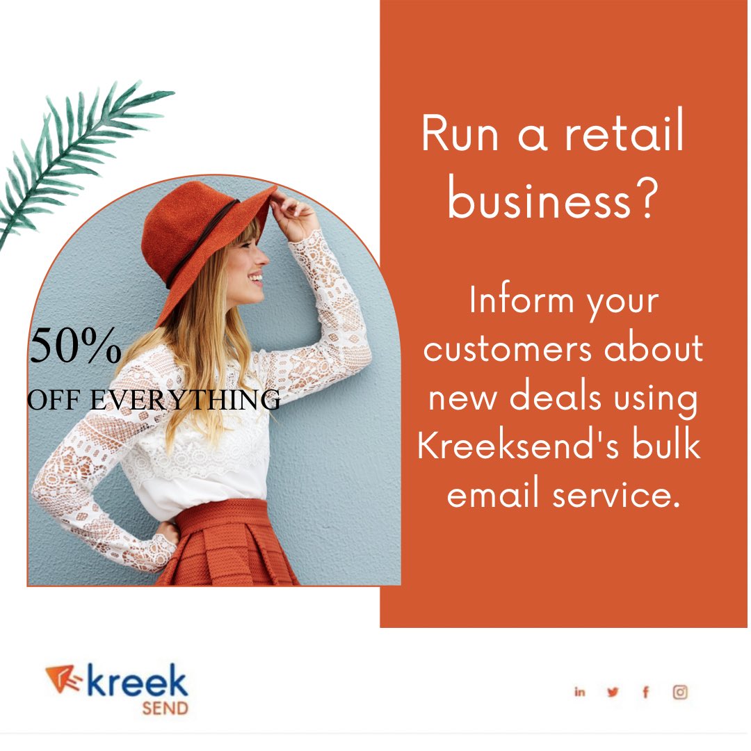 Run a retail business? Share new deals with your customers using our bulk email service. 
-

#discount #retailbusines #ROI #emailmarketing #marketing #emailmarketingisnotdead #bulkemails