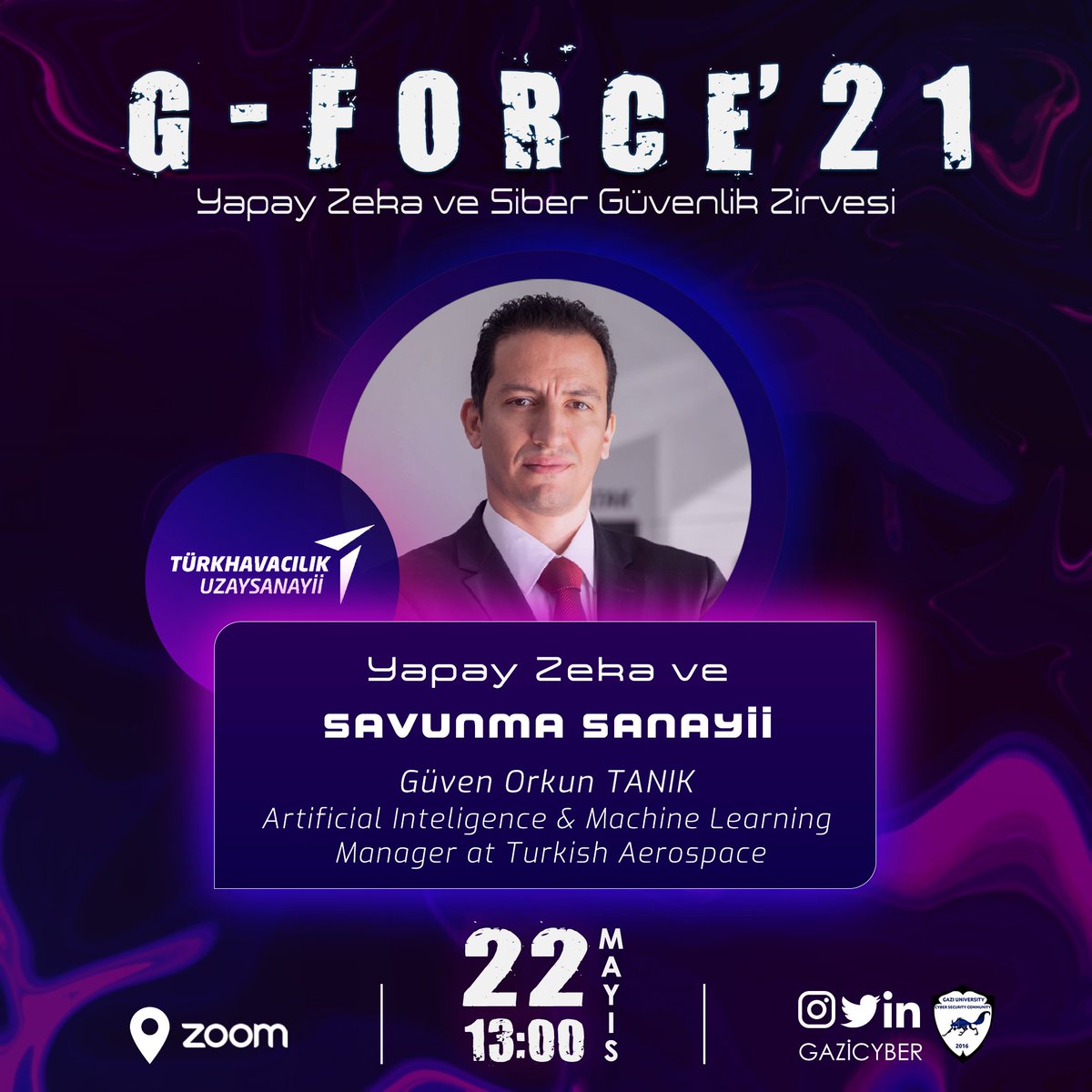 Gazi Cyber (@gazicyber) on Twitter photo Dört gün boyunca sürecek olan Yapay zeka ve siber güvenlik zirvesi G-Force Days'in "Yapay Zeka ve Hukuk" ardından "Yapay Zeka ve Savunma Sanayii" oturumları 22 Mayısta sizlerle.💥
Katılım linki 👉🏻 linkedin.com/events/g-force…
#yapayzeka #sibergüvenlik
<a href="/olgundegirmenci/">Olgun DEGİRMENCİ</a> <a href="/TUSAS_TR/">Türk Havacılık Uzay Sanayii</a> Dört gün boyunca sürecek olan Yapay zeka ve siber güvenlik zirvesi G-Force Days'in "Yapay Zeka ve Hukuk" ardından "Yapay Zeka ve Savunma Sanayii" oturumları 22 Mayısta sizlerle.💥
Katılım linki 👉🏻 linkedin.com/events/g-force…
#yapayzeka #sibergüvenlik
<a href="/olgundegirmenci/">Olgun DEGİRMENCİ</a> <a href="/TUSAS_TR/">Türk Havacılık Uzay Sanayii</a>