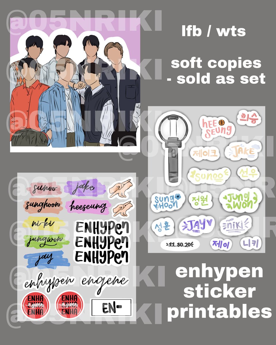 ange moving accs on twitter lfb wts enhypen stickers hello i made an enhypen printable sticker set only for php 60 pesos all three soft copies will be sold