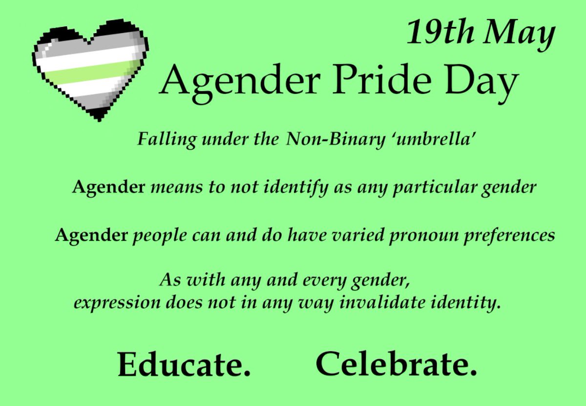 Lgbt Service Notts The 19th Of May Marks Agender Pride Day Agender Is An Identity Under The Non Binary Umbrella That Means To Not Identify With Any Particular Gender Today We Lgbt Service Notts The 19th Of May Marks Agender Pride Day Agender Is An Identity Under The Non Binary Umbrella That Means To Not Identify With Any Particular Gender Today We