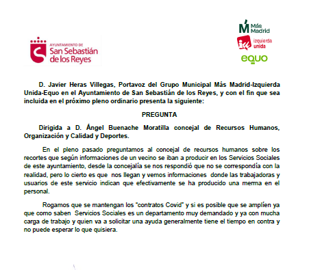 SanseSuma's tweet photo. 📢La situación en los Servicios Sociales de #sanse es poco menos que preocupante, por eso volveremos a preguntar mañana en el #Pleno por esta situación de un servicio esencial que viene agravada por la situación #COVID19 .

#PlenoSanse🏛️ #Sanse🇵🇪 @trabajaoras https://t.co/7FtsZGRxzn