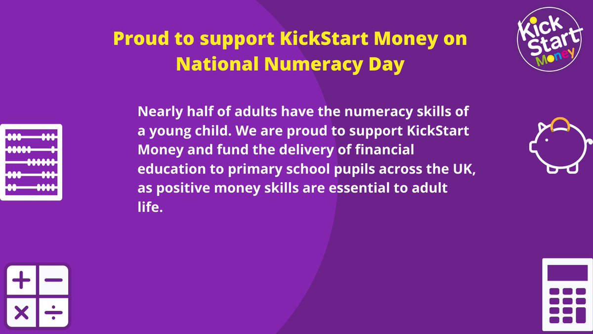 When it comes to ESG, we're always looking to the future. This #NationalNumeracyDay we're proud to say we've been long-time supporters of @KickStart_Money, a brilliant group that works to provide children with #FinancialEducation. #Charity #GivingBack