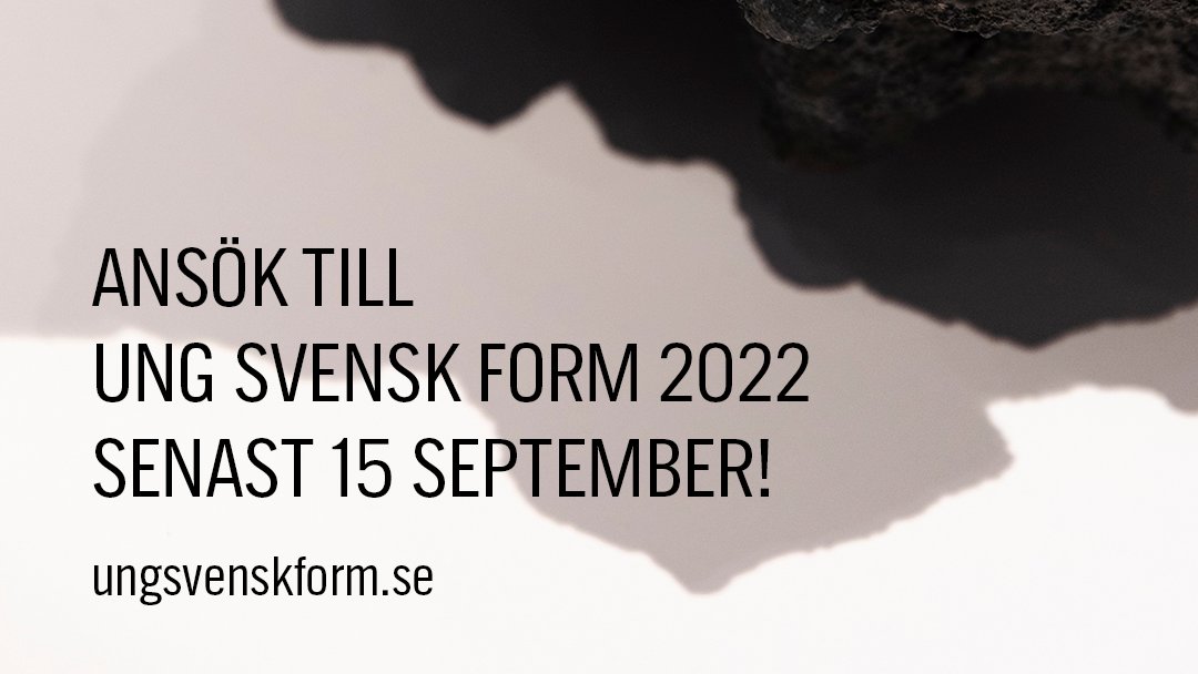 Nu är ansökan till Ung Svensk Form 2022 öppen! Årets tävling omfattar fler stipendier än någonsin tidigare. Sista ansökningsdag: 15 september. Heja! ungsvenskform.se/usf-2022/