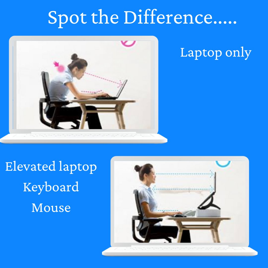 Over a year into the big shift to home working & I cannot believe how many laptops I am still seeing flat on the worksurface 😫
If you are using a laptop for >1 hour a day, as main screen or second screen, you need to raise it up! 
#YourNeckWillThankYou #VirtualDSEAssessments