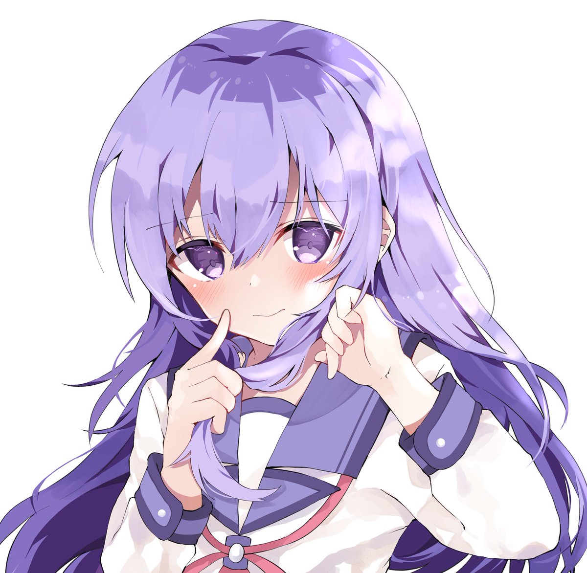 1girl solo long hair shinda sekai sensen uniform purple hair purple eyes school uniform  illustration images