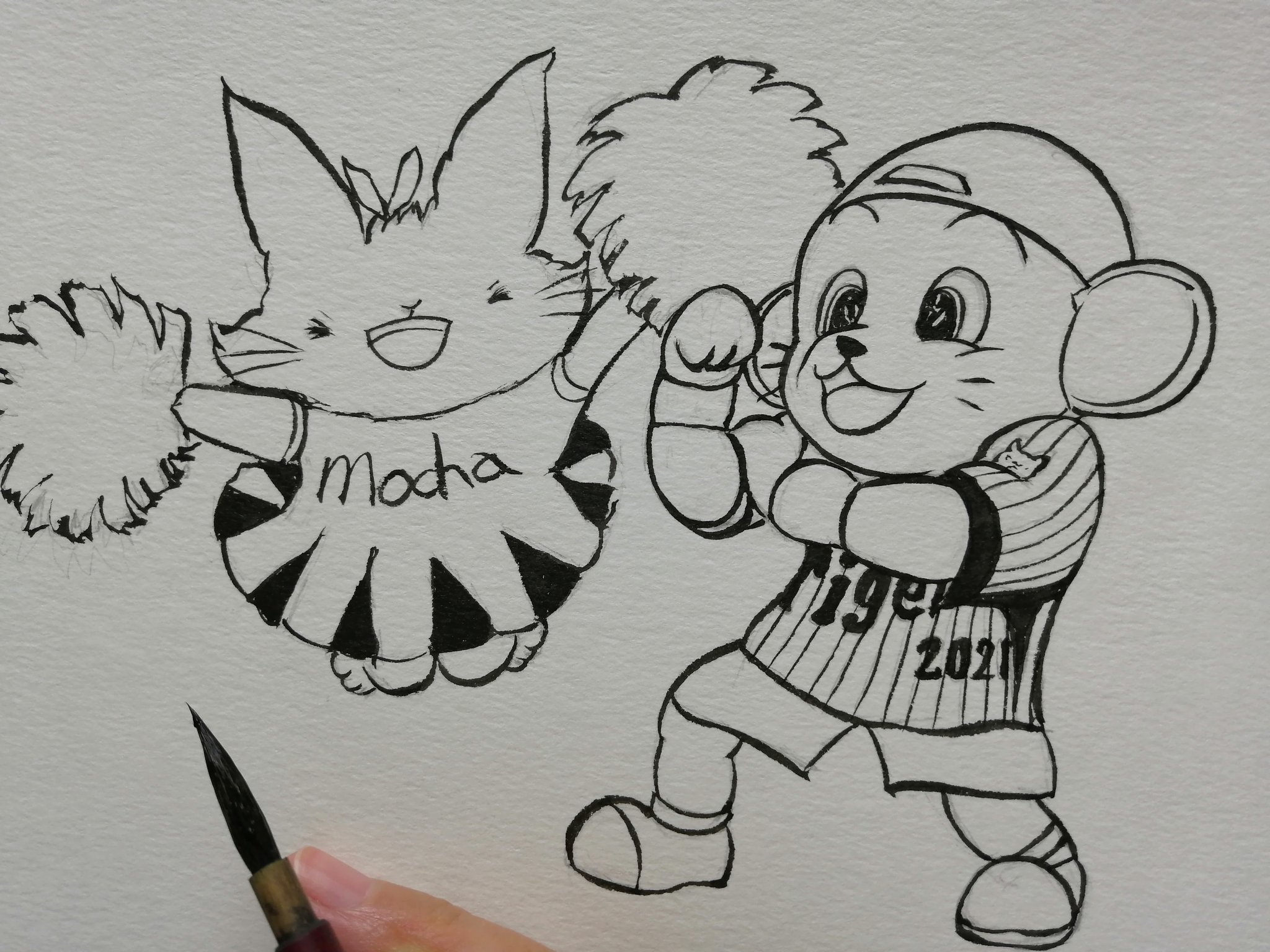 Yoko No Twitter 今日は勝とうね 虎 モカも応援してますぞ 阪神 阪神タイガース トラッキー モカ 野球 プロ野球 矢野ガッツ イラスト好きな人と繋がりたい 絵描き 筆書き 勝利 T Co La21u1gwlz Twitter