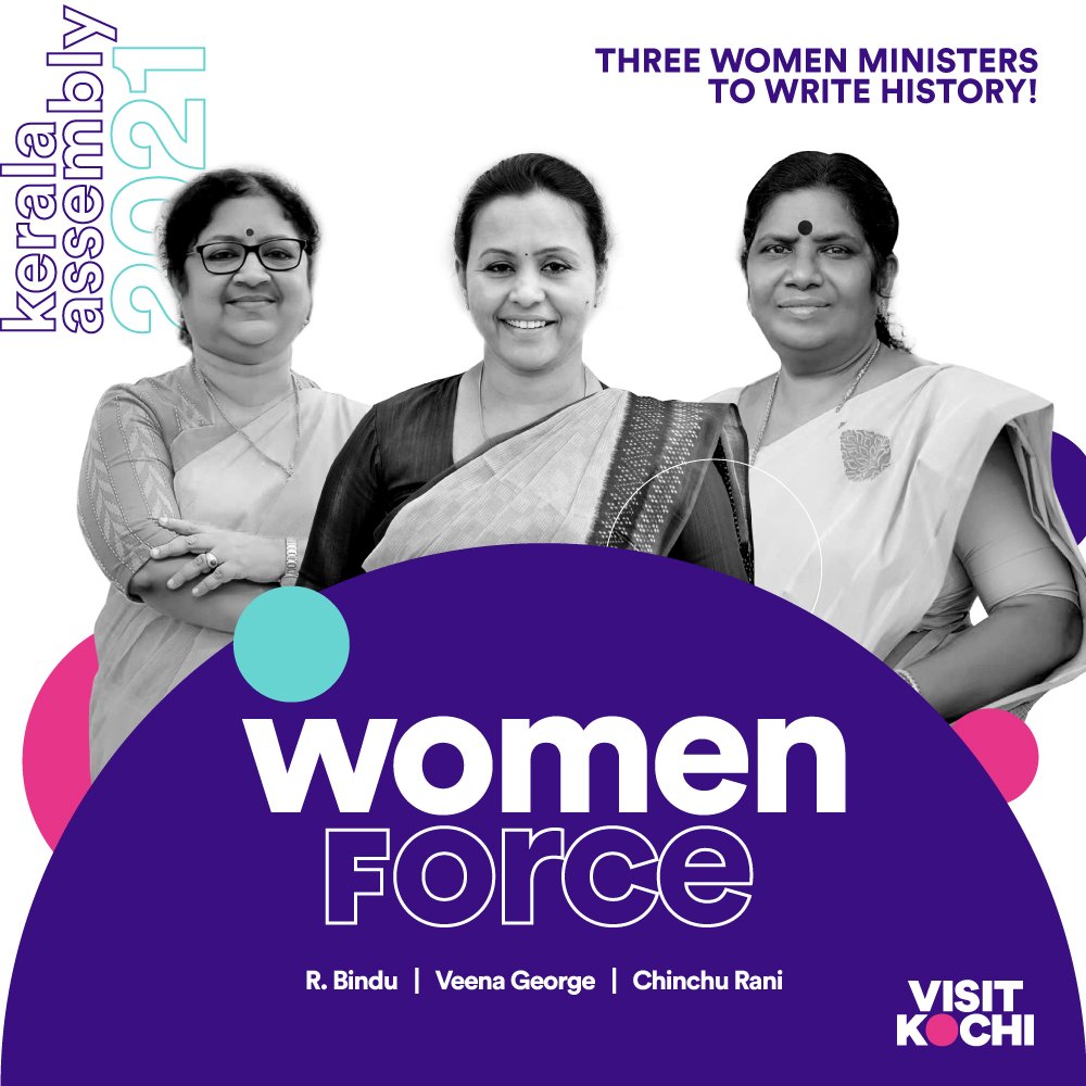 KochiVisit's tweet photo. Let the world hear the roar of our women! We salute the new women ministers of Kerala ❤

#VisitKochi #Kochi #keralaministry #keralaministers2021 #womeninpower https://t.co/NsrI5sBDjH